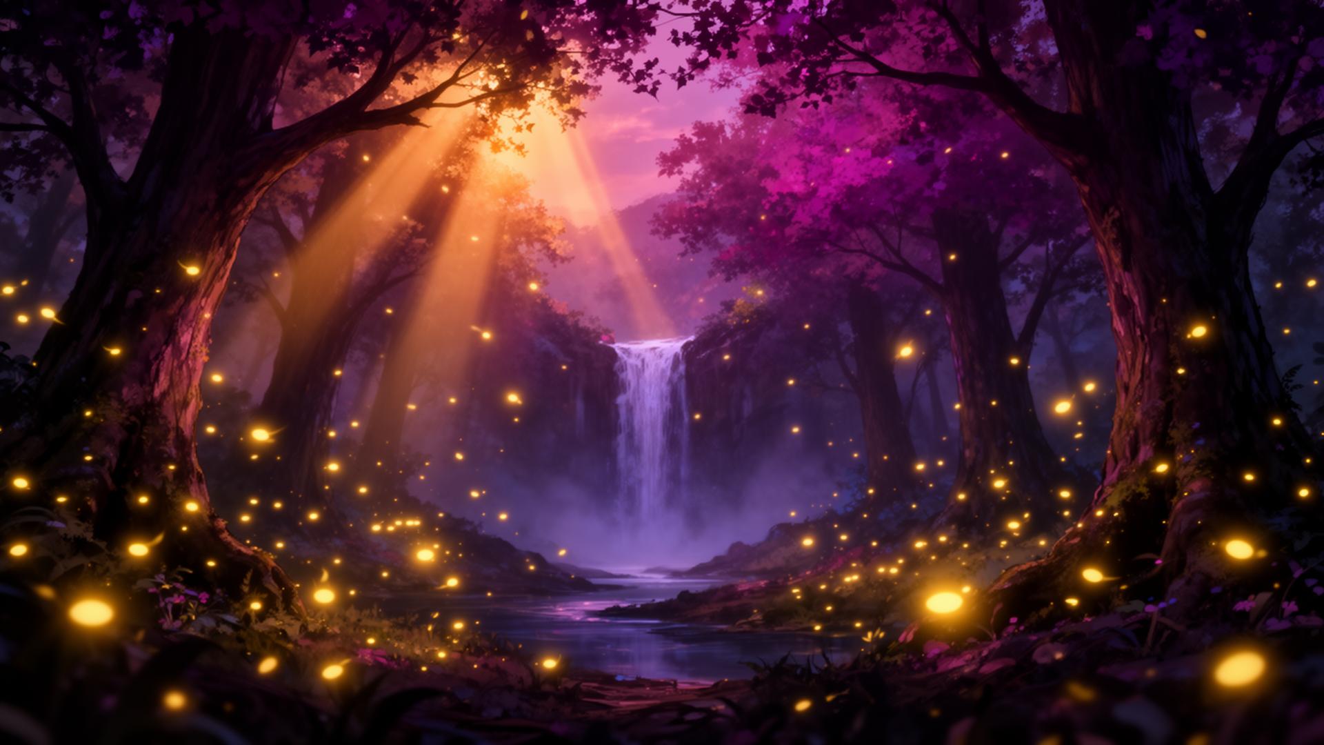 Enchanted forest at twilight